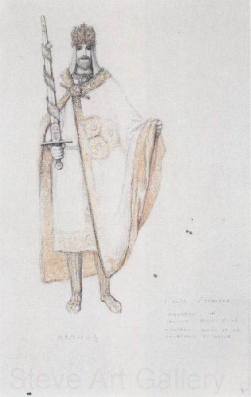 Fernand Khnopff Costume Drawing for Le Roi Arthus Arthus Spain oil painting art